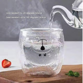 Prismora Double Layer Glass Cute Bear Mug 300ml - Blue